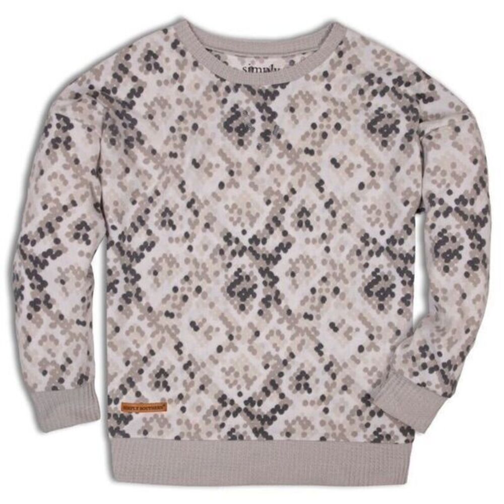 Simply‎ Southern Snakeskin Printed Long Sleeve Pullover Sweater Gray Large NWT